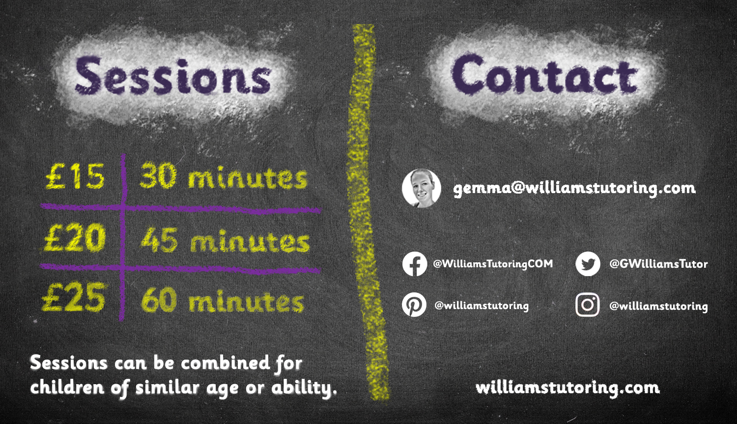 Williams Tutoring Sessions Pricing and Length